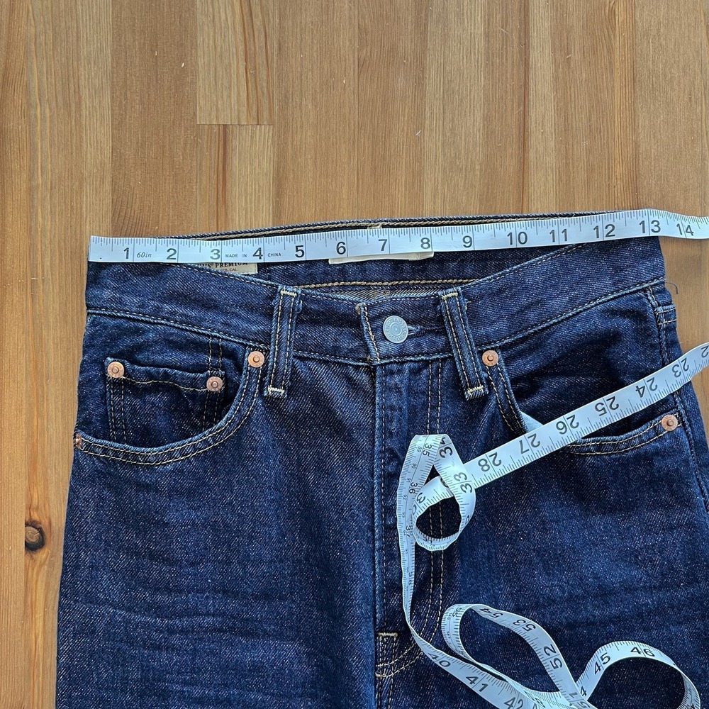 Levis Premium Ribcage WIde Leg Jeans Women 24 High Rise Dark Denim 100% Cotton - Picture 13 of 15